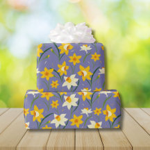 Daffodil vår blommor mönster på Blue