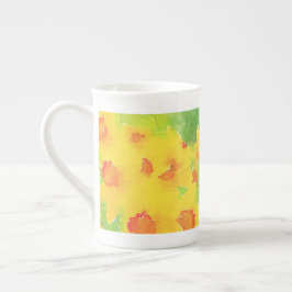 Daffodil vattencolor blommigt Bone China Mugg Benporslin Mugg