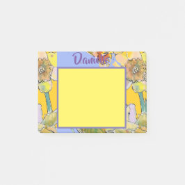 Daffodil Watercolor Art Womans Namn Post it Notes Post-it Block