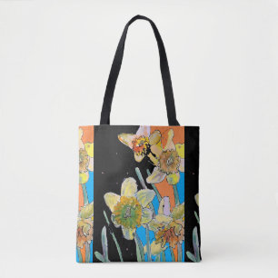 Daffodil Watercolor blommigt Dam Art Tote Bag Tygkasse