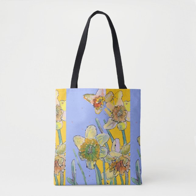 Daffodil Watercolor blommigt Dam Art Tote Bag Tygkasse (Framsida)