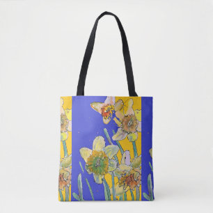 Daffodil Watercolor blommigt Dam Art Toxt Bag Tygkasse
