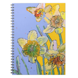 Daffodil Watercolor Journal Blommigt Notebook Anteckningsbok