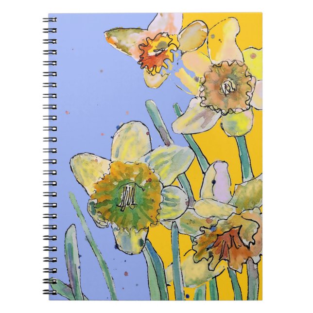Daffodil Watercolor Journal Blommigt Notebook Anteckningsbok (Framsidan)