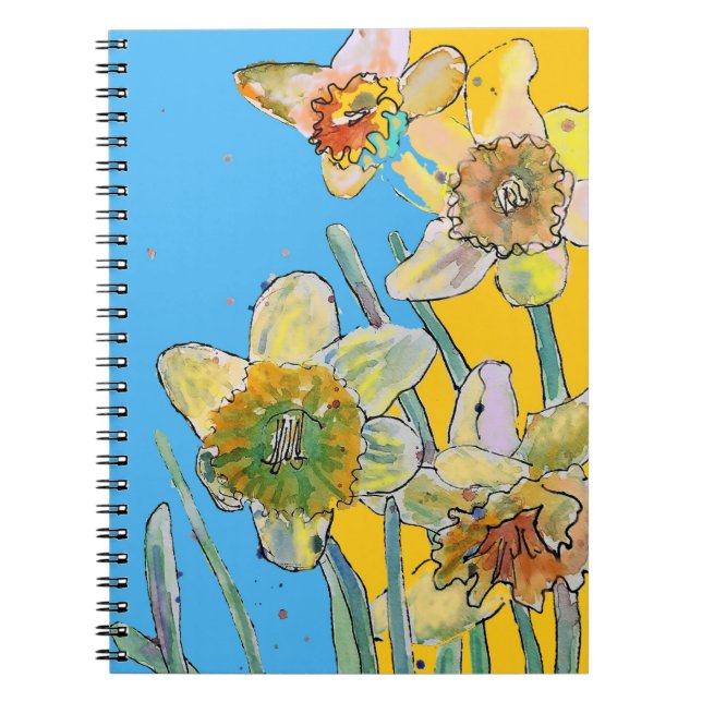 Daffodil Watercolor Journal Blommigt Notebook Anteckningsbok (Framsidan)