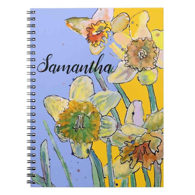 Daffodil Watercolor Journal Blommigt Womans Notebo Anteckningsbok (Framsidan)