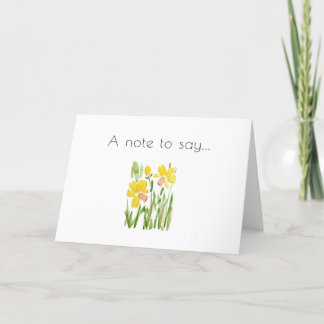 Daffodil Watercolor Note-kort Tack Kort