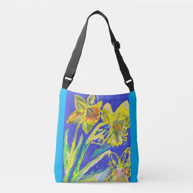 Daffodil Watercolor Painting-blomma Crossbody Bag Axelväska (Framsida)