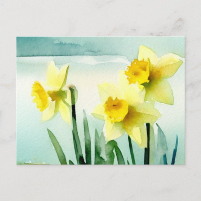 Daffodil Watercolor vycard Vykort (Framsida)