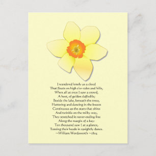 Daffodil ~ Wordsworth Dikt Vykort