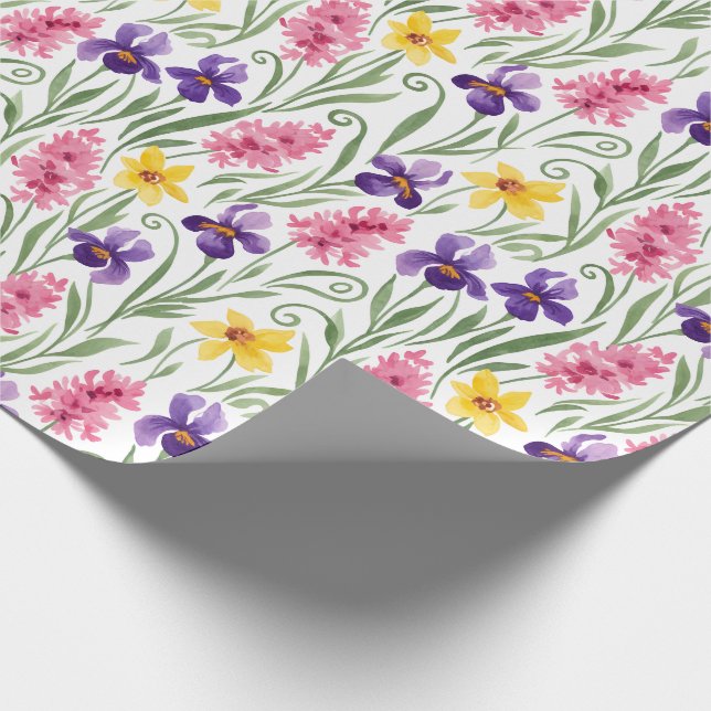 Daffodil Yellow, Iris Purple, Hyacinth Pink Floral Presentpapper (Hörn)