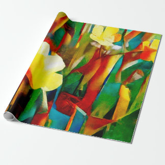 Daffodils. Abstract floral composition in a cubist Presentpapper