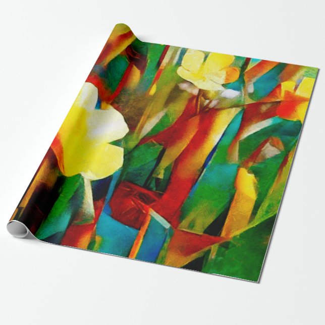 Daffodils. Abstract floral composition in a cubist Presentpapper (Utrullad)