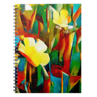 Daffodils. Abstraktens blommigt i en kubist Anteckningsbok