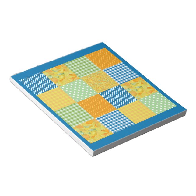 Daffodils Anteckningsblock, Land Faux-Patchwork Anteckningsblock (Vinklad)