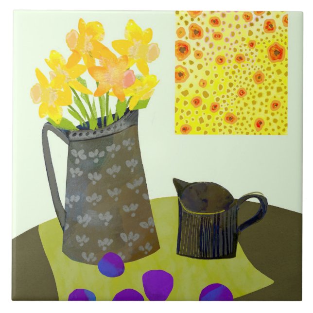 Daffodils Ceramic Kitchen Tile Kakelplatta (Framsidan)