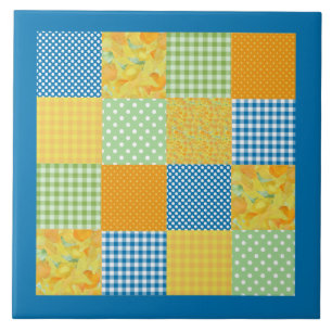 Daffodils Ceramic Tile, Land Faux-Patchwork Kakelplatta