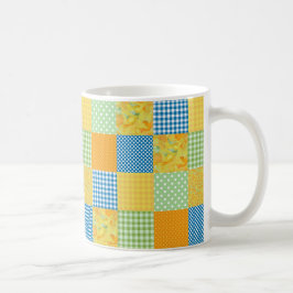 Daffodils Coffee Mugg: Land Stil Faux-Patchwork Kaffemugg