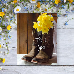 Daffodils Cowboy Boots Westernare Bröllop Tack Vykort