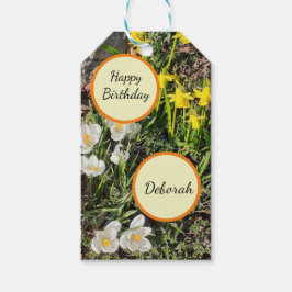 Daffodils & Crocus Birthday Presentetikett