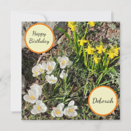 Daffodils & Crocus Flat Birthday Card Kort