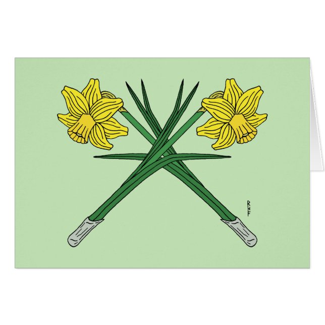 Daffodils Crosed Greeting Card Hälsningskort (Framsidan Horizontal)