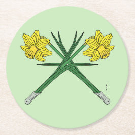 Daffodils Crossed Underlägg Papper Rund