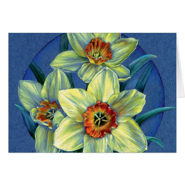 "Daffodils" (Daffodils) - vår konst-vardagskort Hälsningskort (Framsidan Horizontal)