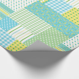 Daffodils Faux Patchwork Polkas Checks Blommigts Presentpapper