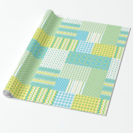 Daffodils Faux Patchwork Polkas Checks Blommigts Presentpapper