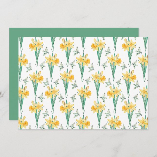 Daffodils Floral Botanical Note Card Anteckningskort (Fram/baksida)