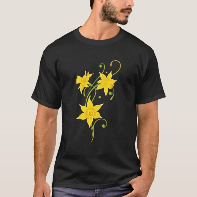 Daffodils Flower Blommigt Vår Påsk T Shirt (Framsida)