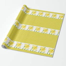 Daffodils Flower och Polka dots, Gult Presentpapper