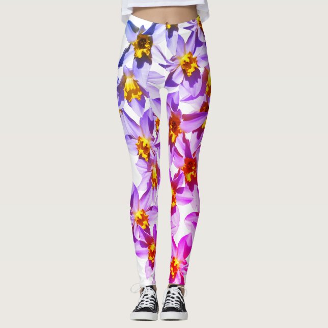 Daffodils Flowers Photo Anpassningsbar Leggings (Framsida)