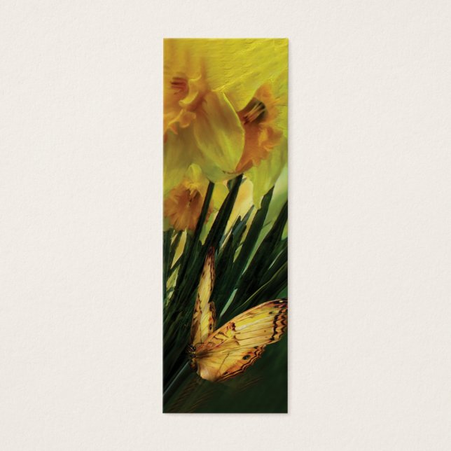 Daffodils - första blomman av bokmärket Vår Litet Visitkort (Framsidan)