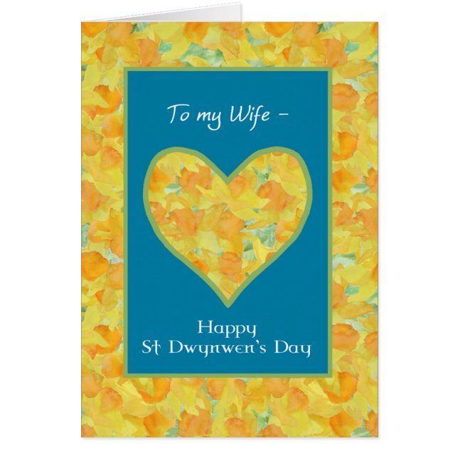 Daffodils Heart, för frun Hälsningskort (Framsidan)