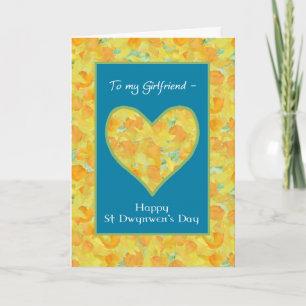 Daffodils Heart, St Dwynwen's Day, för flickvän Kort