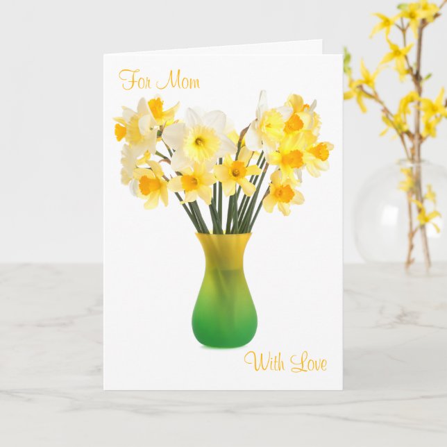Daffodils in a Vas Greeting Card Kort (Gul blomma)