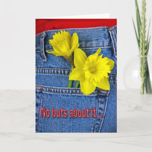Daffodils in Blue Jeans Birthday Kort (Framsida)