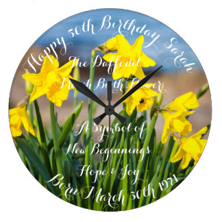 Daffodils in Springtime Acrylic Wall Clock Stor Klocka