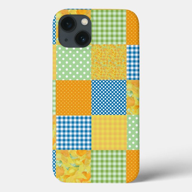 Daffodils iPad Mini Case, Land Faux-Patchwork (Baksida)