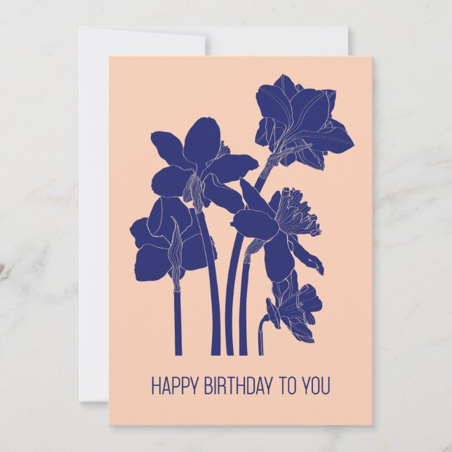 Daffodils-kort för botanisk födelsedagsinbjudan julkort (Framsida)