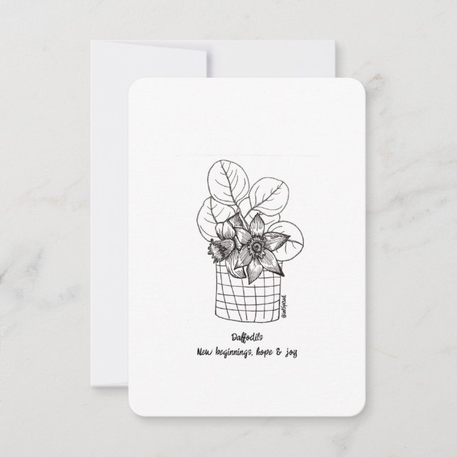 Daffodils, Lycka till, New Beginnings - Flat Card (Framsida)