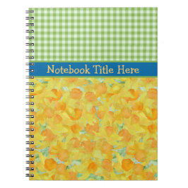 Daffodils och Check Gingham Notebook to Personaliz Anteckningsbok
