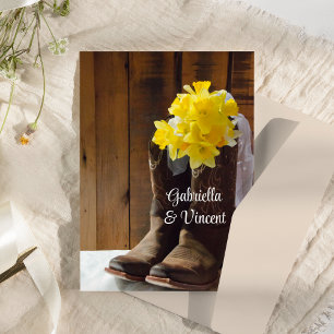 Daffodils och Cowboy Boots Barn Bröllop Flat Notes Anteckningskort