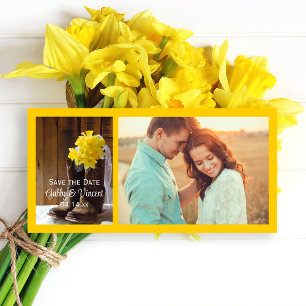 Daffodils och Cowboy Boots Bröllop spara datum Datumet