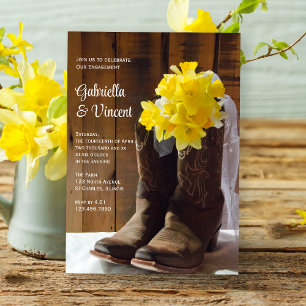 Daffodils och Cowboy Boots Förlovning Barn Party Inbjudningar