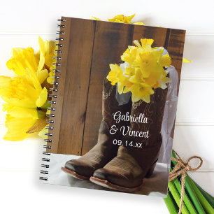 Daffodils och Cowboy Boots Land Westerna Bröllop Anteckningsbok
