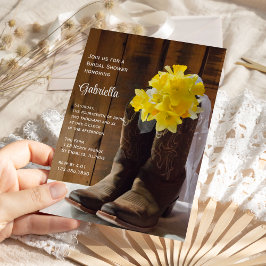 Daffodils och Cowboy Boots Westerna Möhippa Inbjudningar