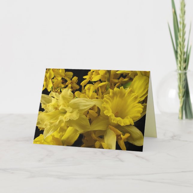Daffodils och Forsythia Mors dag Kort (Framsida)
